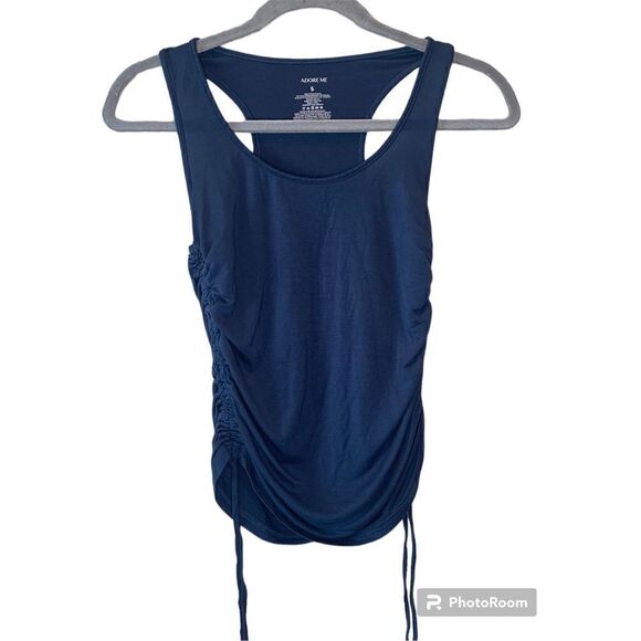 Adore Me  rushed sides racer back blue tank top - Picture 1 of 3